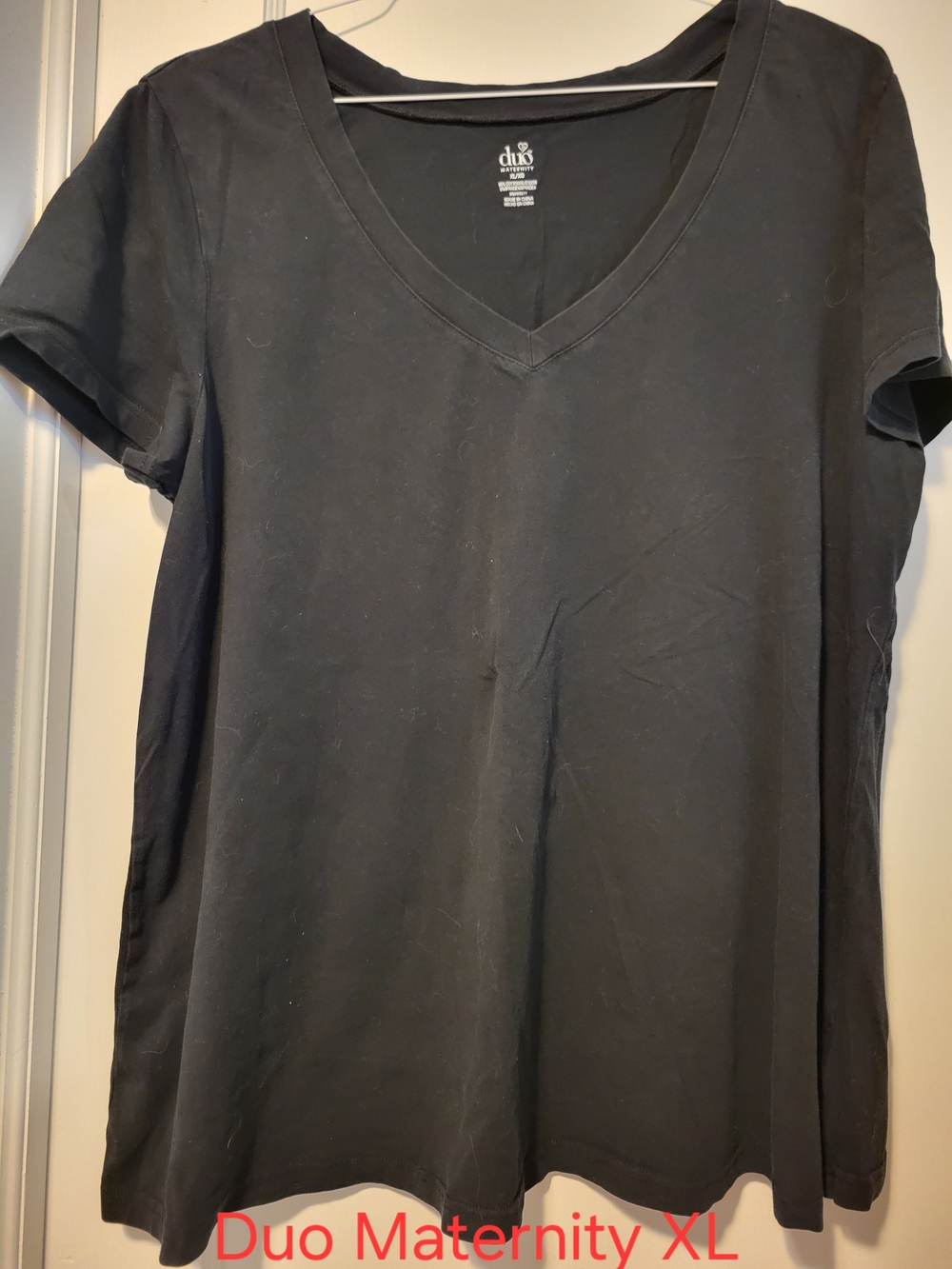 duo Maternity Black V-Neck Short Sleeve Tee